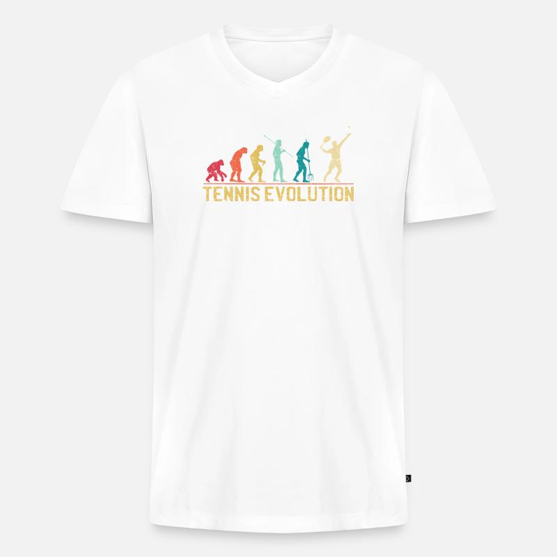Tennis Evolution Evolution Conception graphique - T-shirt encolure en V Premium bio Homme - blanc