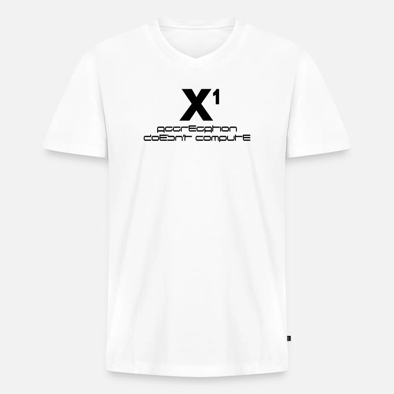 X hoch eins – aggregation doesn't compute - Männer Premium Bio T-Shirt mit V-Ausschnitt - Weiß