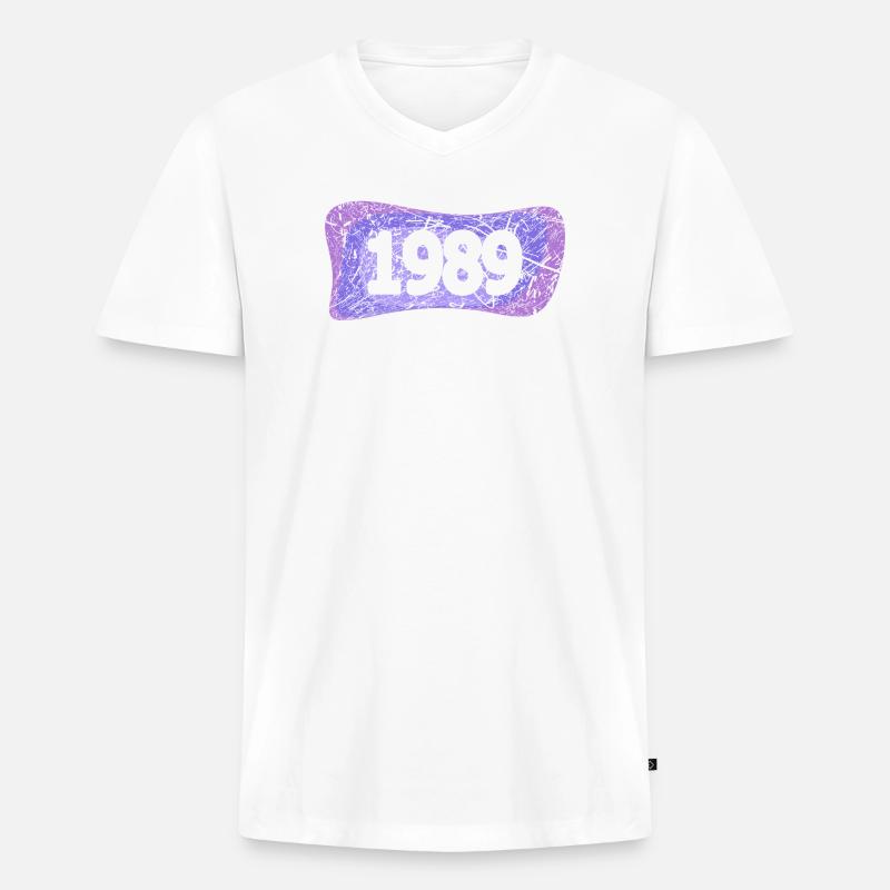 Klassentreffen 1989 - Männer Premium Bio T-Shirt mit V-Ausschnitt - Weiß