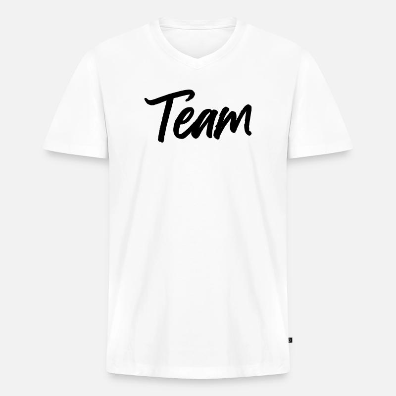 Team - Männer Premium Bio T-Shirt mit V-Ausschnitt - Weiß