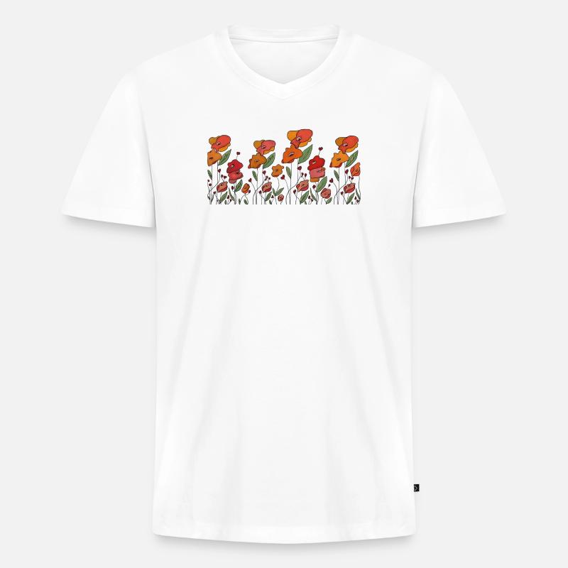 Mohnborte - Männer Premium Bio T-Shirt mit V-Ausschnitt - Weiß
