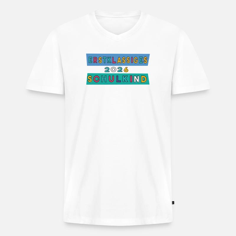 Erstklassiges Schulkind 2026 - Männer Premium Bio T-Shirt mit V-Ausschnitt - Weiß