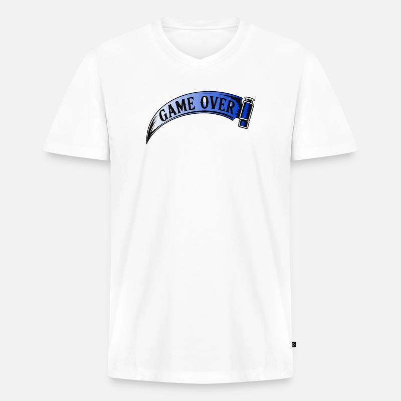 Game Over Retro Arcade Banner - Männer Premium Bio T-Shirt mit V-Ausschnitt - Weiß