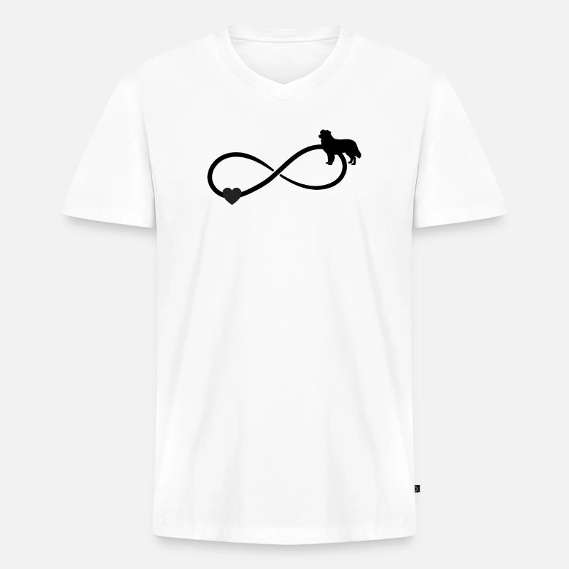 Australian Sheperd Herz Unendlichkeit  - Männer Premium Bio T-Shirt mit V-Ausschnitt - Weiß