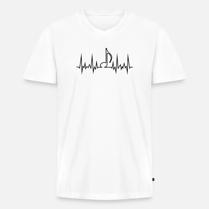 wave_note - Männer Premium Bio T-Shirt mit V-Ausschnitt - Weiß