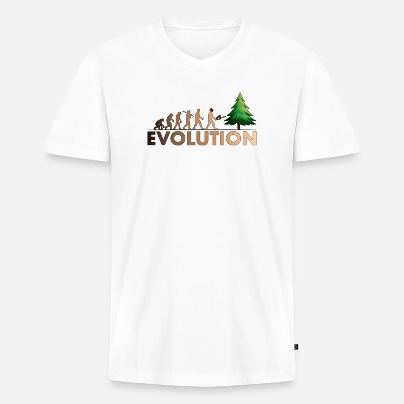 Kettensägen Evolution Farbe - Männer Premium Bio T-Shirt mit V-Ausschnitt - Weiß