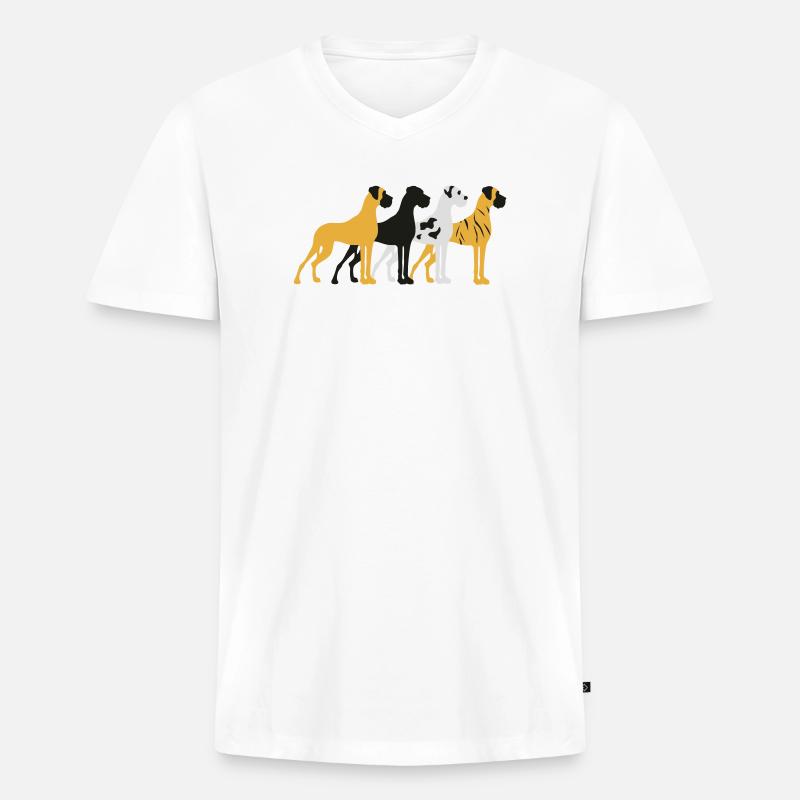 Vier Grundfarben Dogge - Männer Premium Bio T-Shirt mit V-Ausschnitt - Weiß