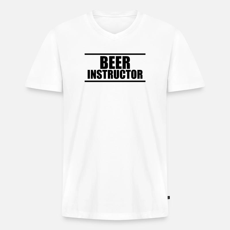 Bierlehrer B - Männer Premium Bio T-Shirt mit V-Ausschnitt - Weiß