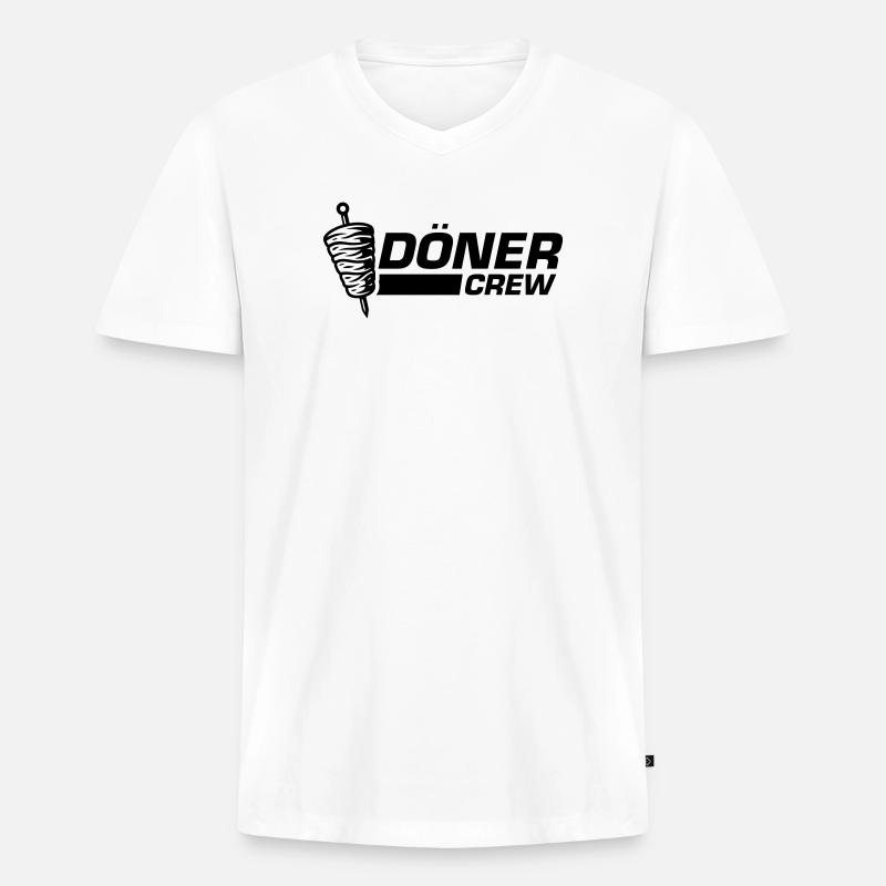 Döner Crew - Männer Premium Bio T-Shirt mit V-Ausschnitt - Weiß