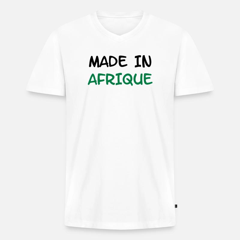 Made in AFRIKA! - Männer Premium Bio T-Shirt mit V-Ausschnitt - Weiß