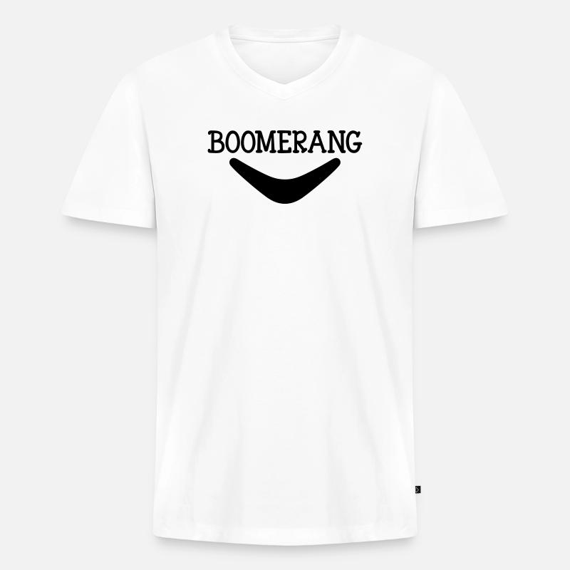 Boomerang - Männer Premium Bio T-Shirt mit V-Ausschnitt - Weiß