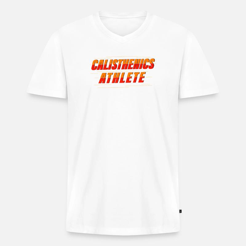 Calisthenics Athlet – Kraftkunst - Männer Premium Bio T-Shirt mit V-Ausschnitt - Weiß