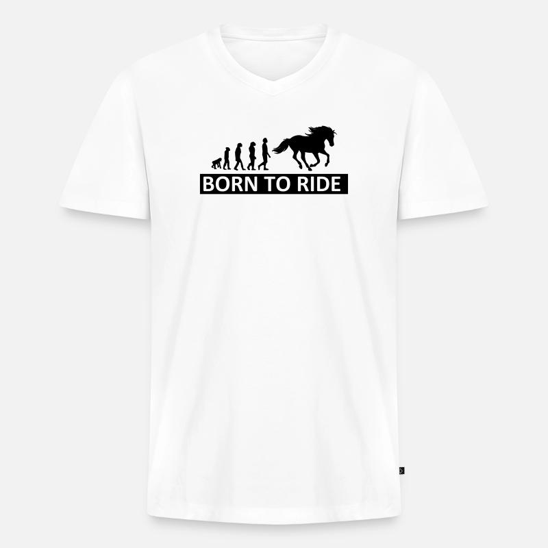 Born to Ride Pferd - Männer Premium Bio T-Shirt mit V-Ausschnitt - Weiß