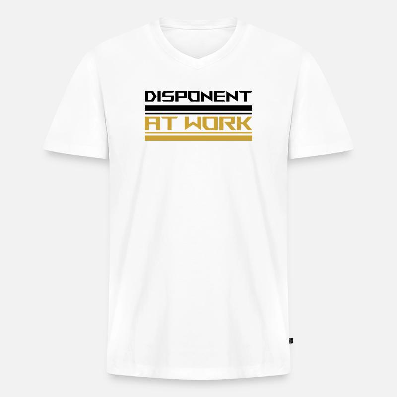 Disponent at work black - Männer Premium Bio T-Shirt mit V-Ausschnitt - Weiß