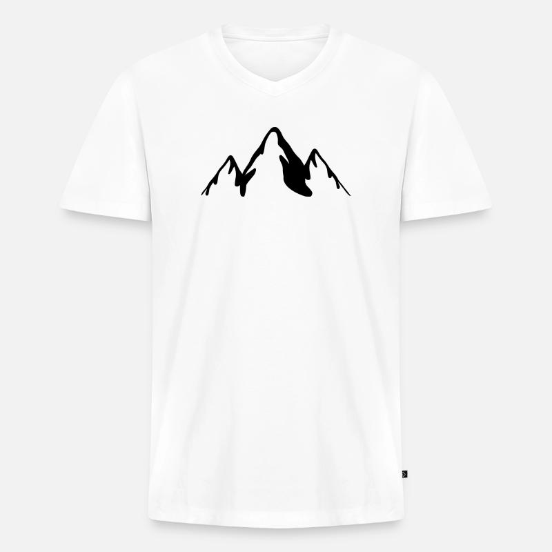 Schwarze Berge - Männer Premium Bio T-Shirt mit V-Ausschnitt - Weiß