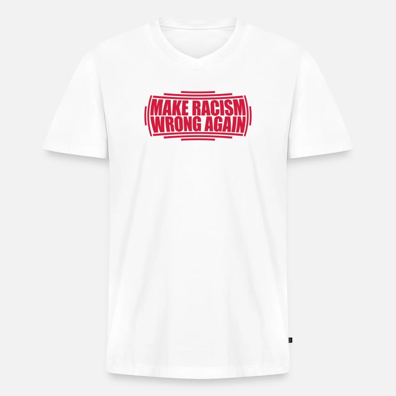 make racism wrong again - Männer Premium Bio T-Shirt mit V-Ausschnitt - Weiß