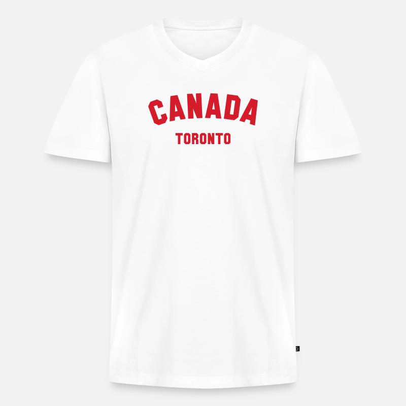 TORONTO, Canada Kanada - Männer Premium Bio T-Shirt mit V-Ausschnitt - Weiß