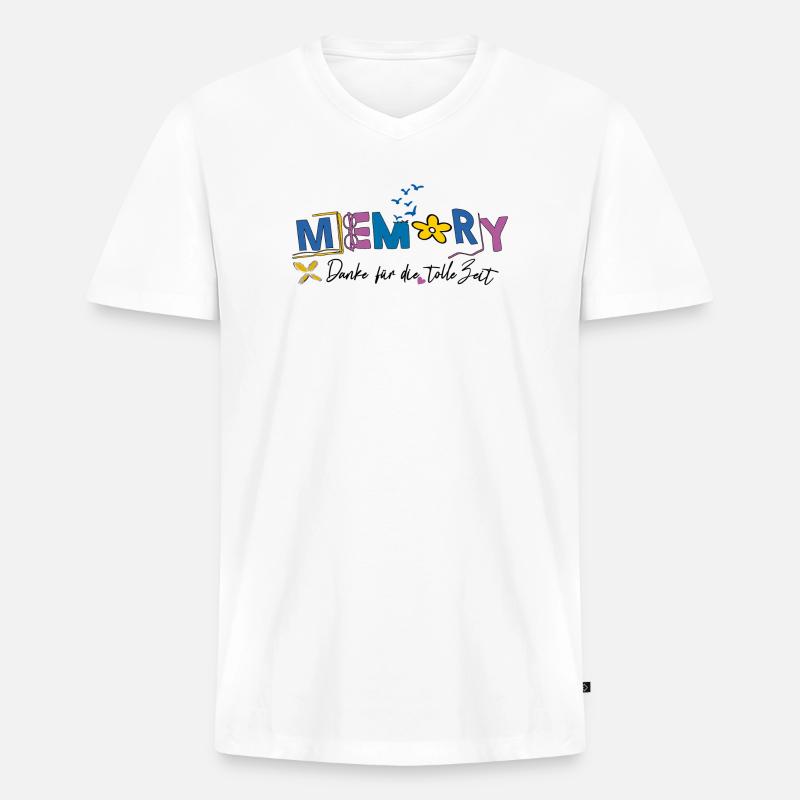 Memory schön war die Zeit - Männer Premium Bio T-Shirt mit V-Ausschnitt - Weiß
