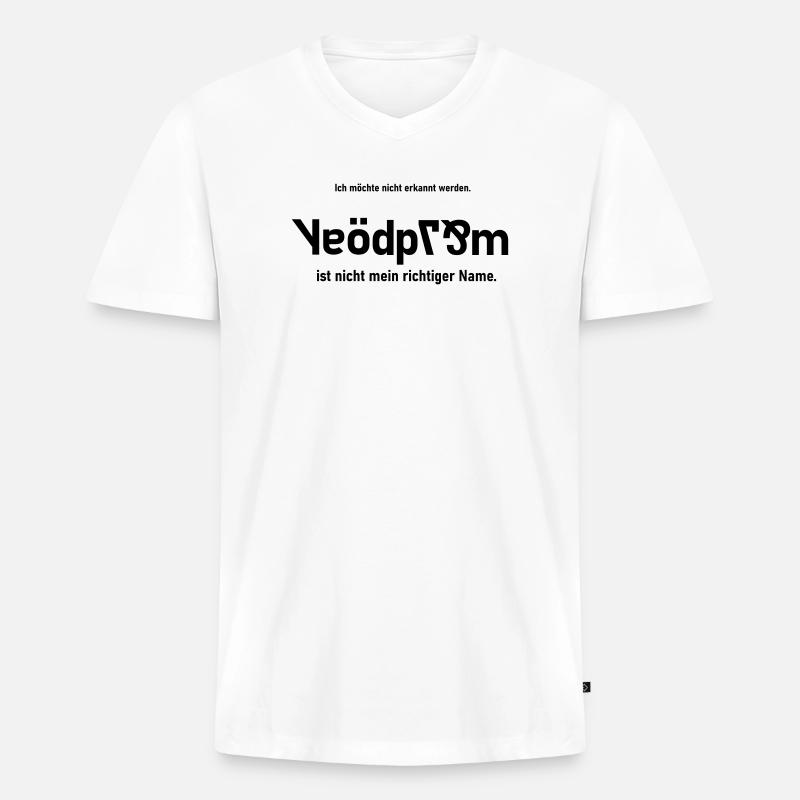 nicht mein richtiger Name - Männer Premium Bio T-Shirt mit V-Ausschnitt - Weiß