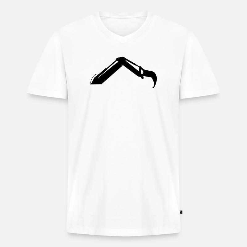 Baggerarm – Grabekraft - Männer Premium Bio T-Shirt mit V-Ausschnitt - Weiß