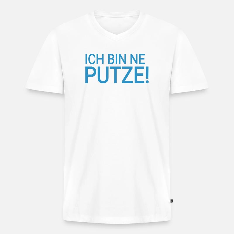 Putze  - Männer Premium Bio T-Shirt mit V-Ausschnitt - Weiß