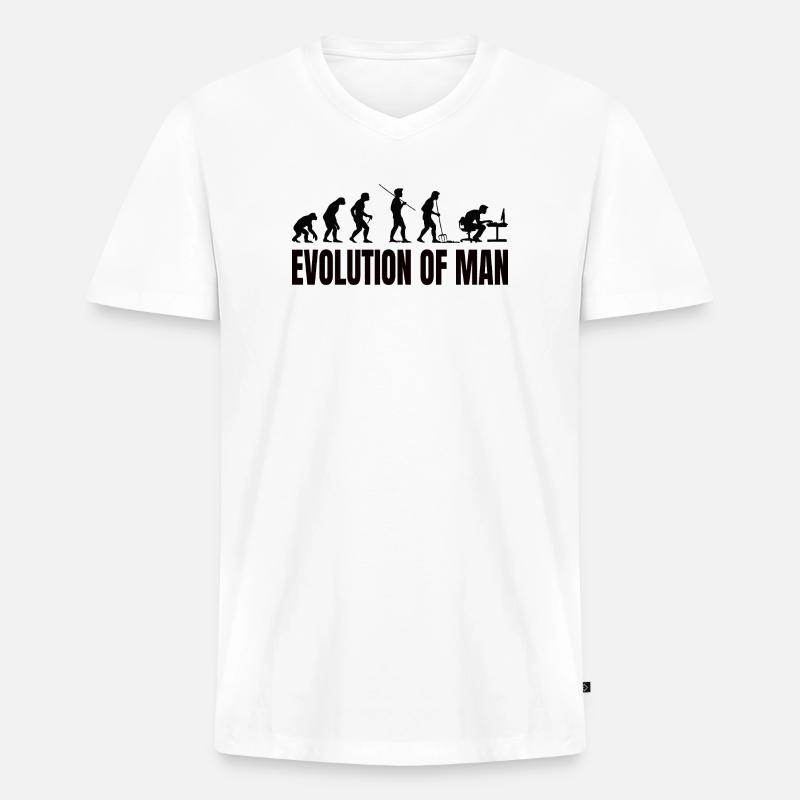 Programmierer Computerfreak Evolution - Männer Premium Bio T-Shirt mit V-Ausschnitt - Weiß
