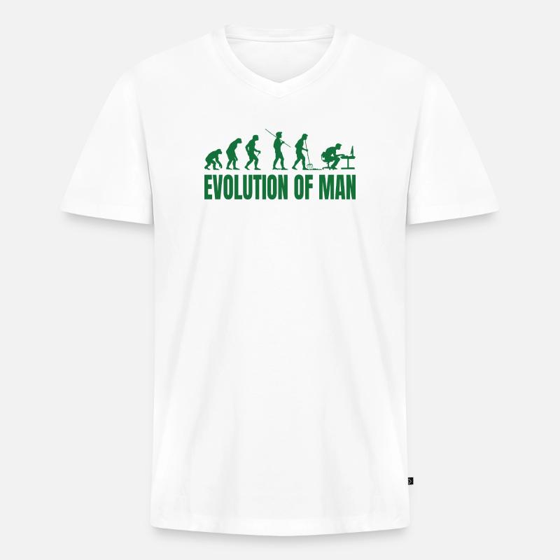 Evolution of Man Programmierer IT - Männer Premium Bio T-Shirt mit V-Ausschnitt - Weiß