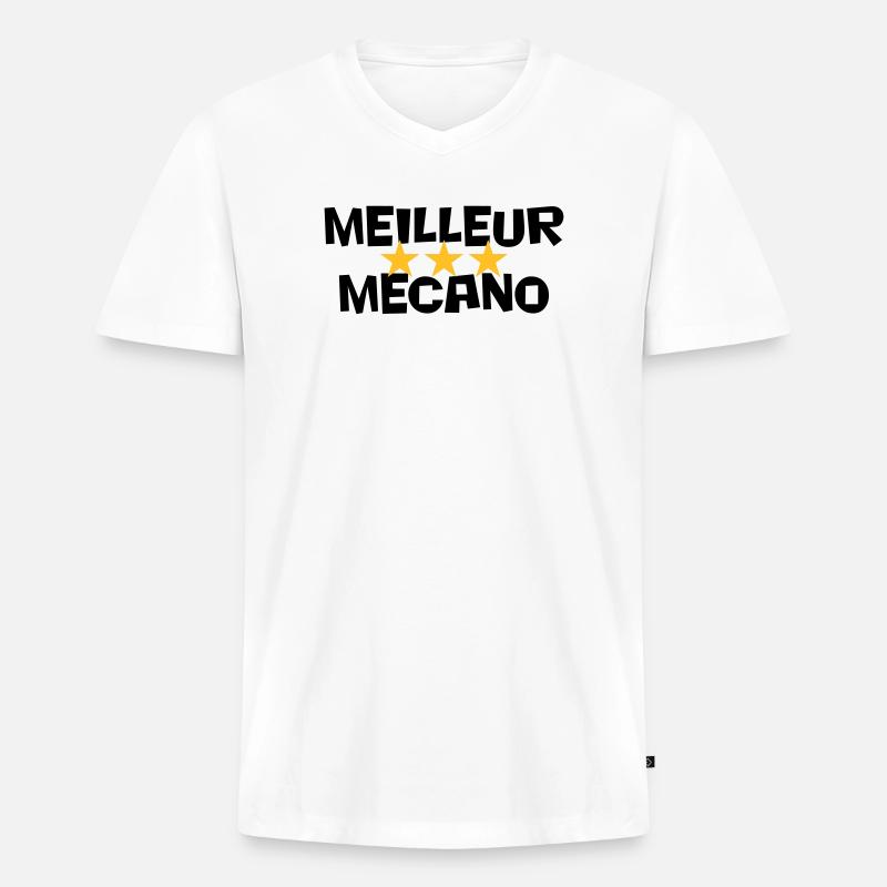 Beste Mecano - Männer Premium Bio T-Shirt mit V-Ausschnitt - Weiß
