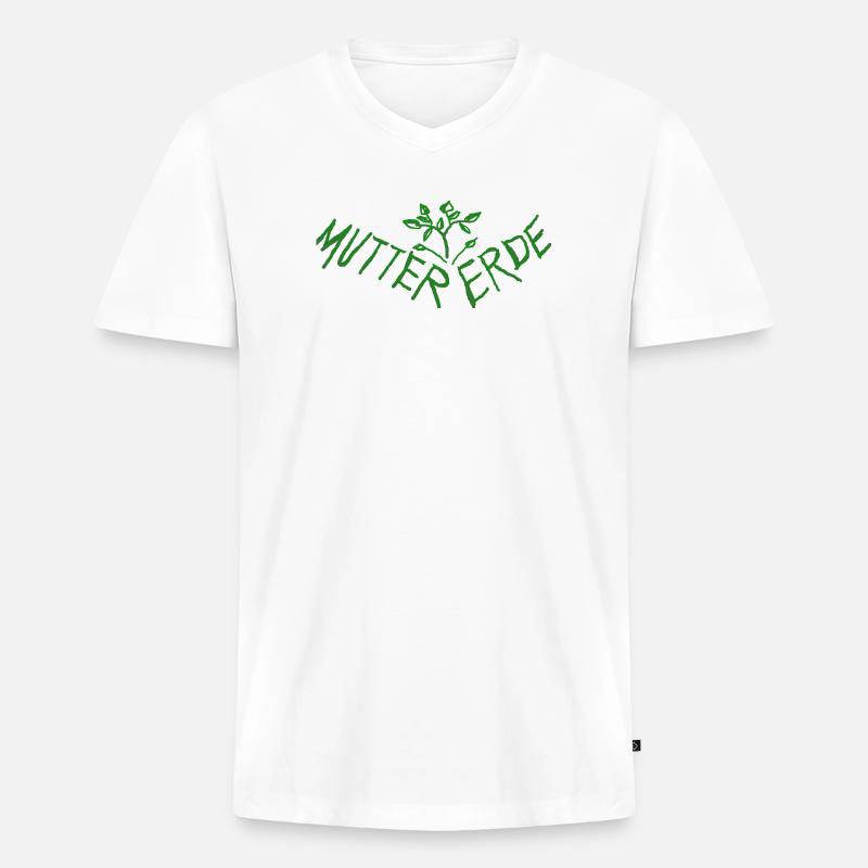 Mutter Erde - Schuetze Mutter Erde - Männer Premium Bio T-Shirt mit V-Ausschnitt - Weiß