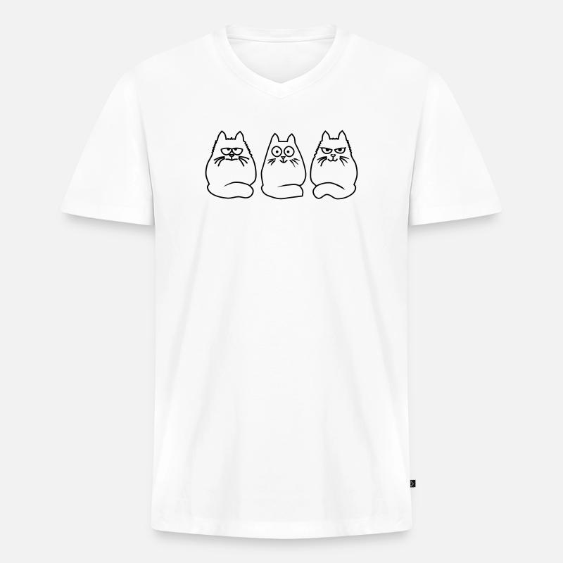 3 Katzen - Männer Premium Bio T-Shirt mit V-Ausschnitt - Weiß
