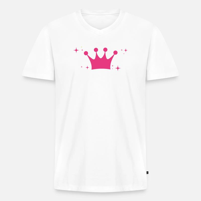 Krone - Geschenkidee - Sterne - Männer Premium Bio T-Shirt mit V-Ausschnitt - Weiß