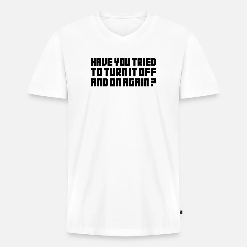 Turn it off and on again - Men's Premium Organic T-shirt with V-neck - white