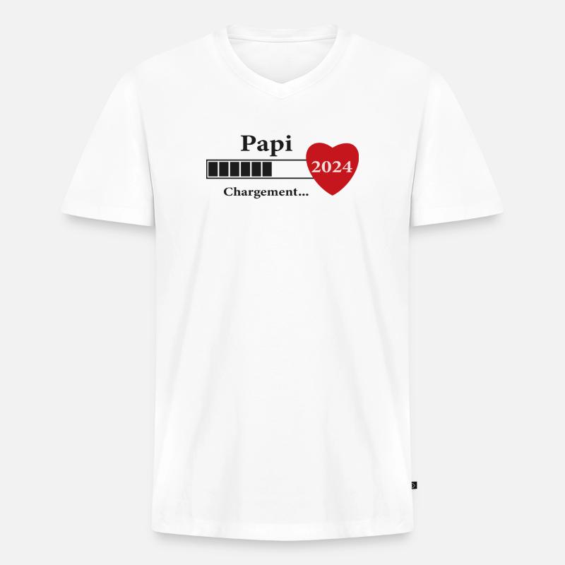 Opa - zukünftiger Opa Loading - Männer Premium Bio T-Shirt mit V-Ausschnitt - Weiß