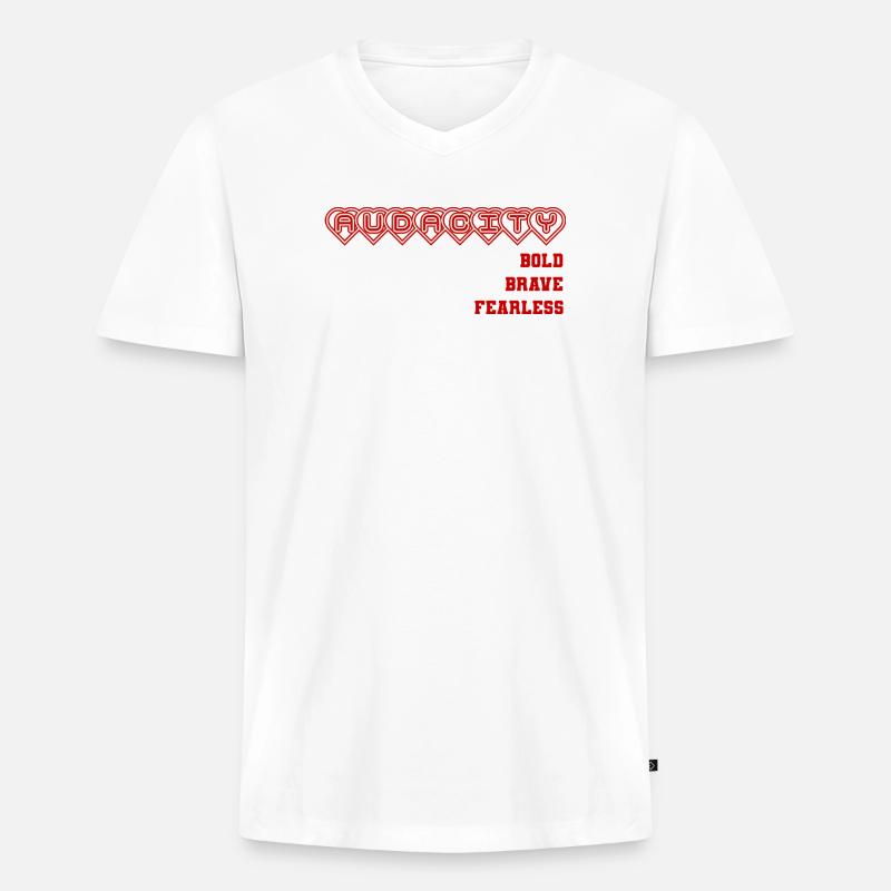 Mutige Ehrliche Herzensbindung Design, Statement  - Männer Premium Bio T-Shirt mit V-Ausschnitt - Weiß
