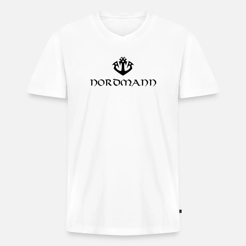 Anker Tribal Nordmann Vikinger - Männer Premium Bio T-Shirt mit V-Ausschnitt - Weiß