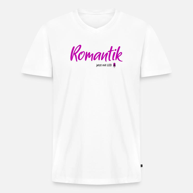 Romantik LED - Männer Premium Bio T-Shirt mit V-Ausschnitt - Weiß