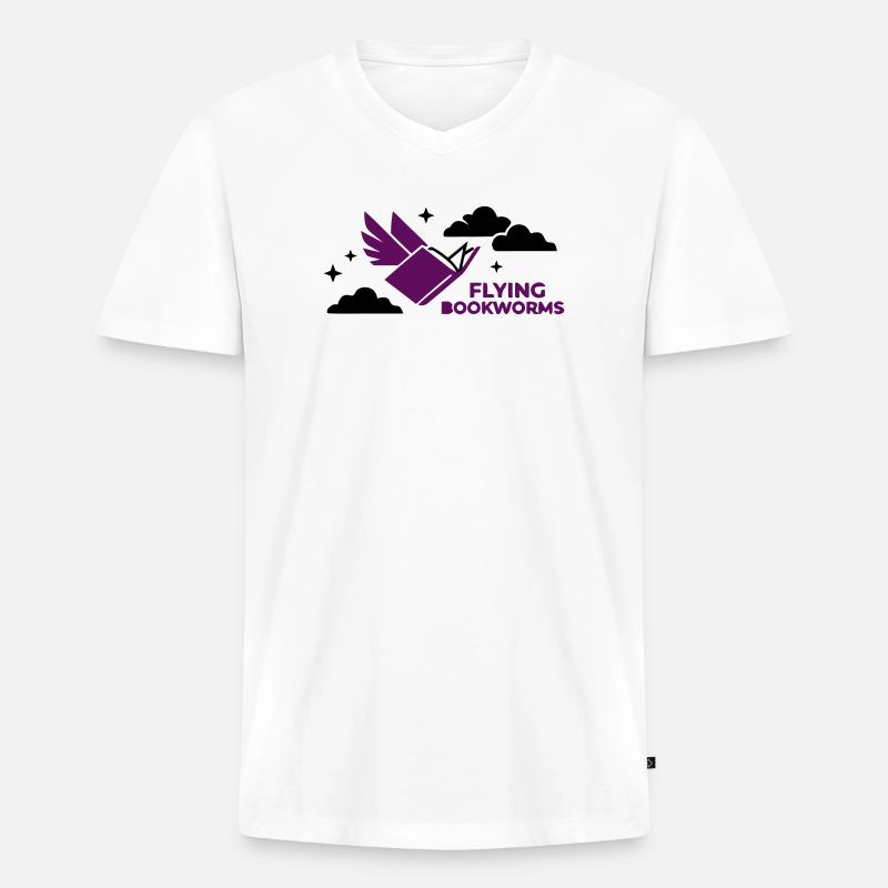 Fliegendes Buch Vogel Lesen - Männer Premium Bio T-Shirt mit V-Ausschnitt - Weiß
