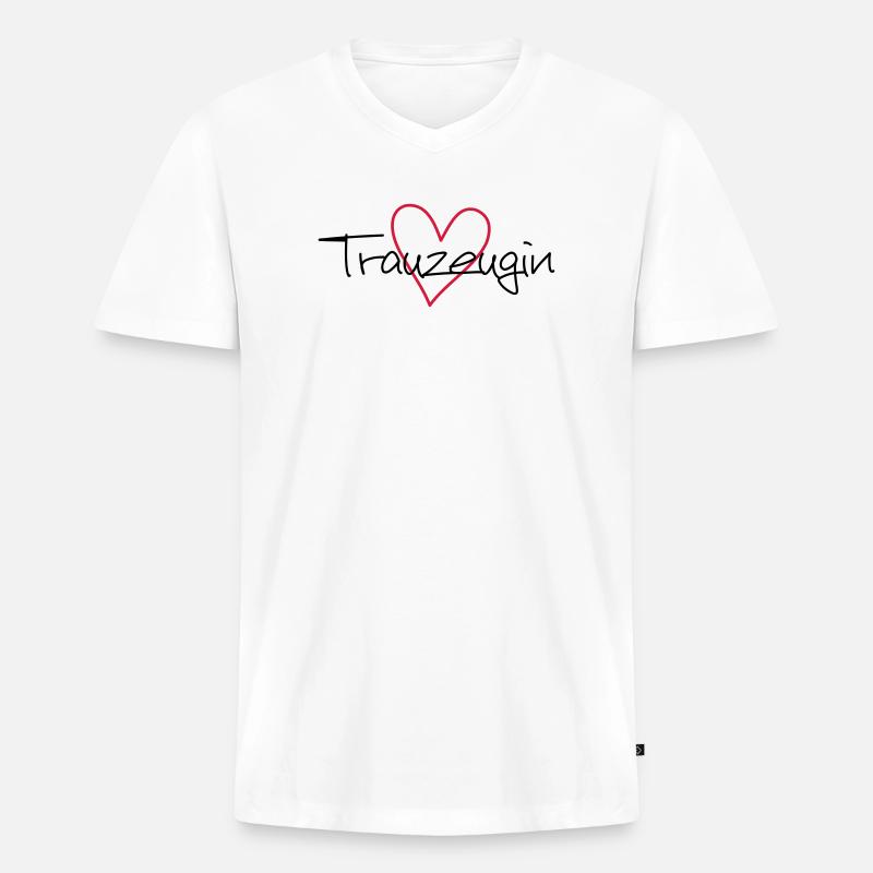 Trauzeugin Herz Junggesellenabschied - Männer Premium Bio T-Shirt mit V-Ausschnitt - Weiß