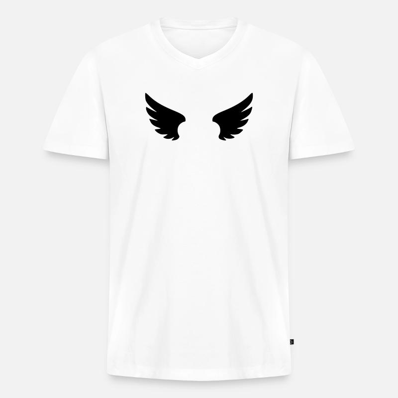 Engel Piktogramm | Schutzengel & Glaube Symbol - Männer Premium Bio T-Shirt mit V-Ausschnitt - Weiß
