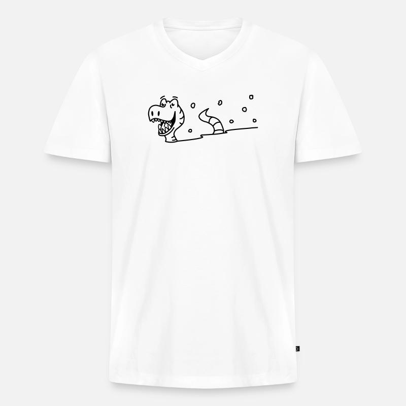 Dinosaurier im Schnee - Männer Premium Bio T-Shirt mit V-Ausschnitt - Weiß