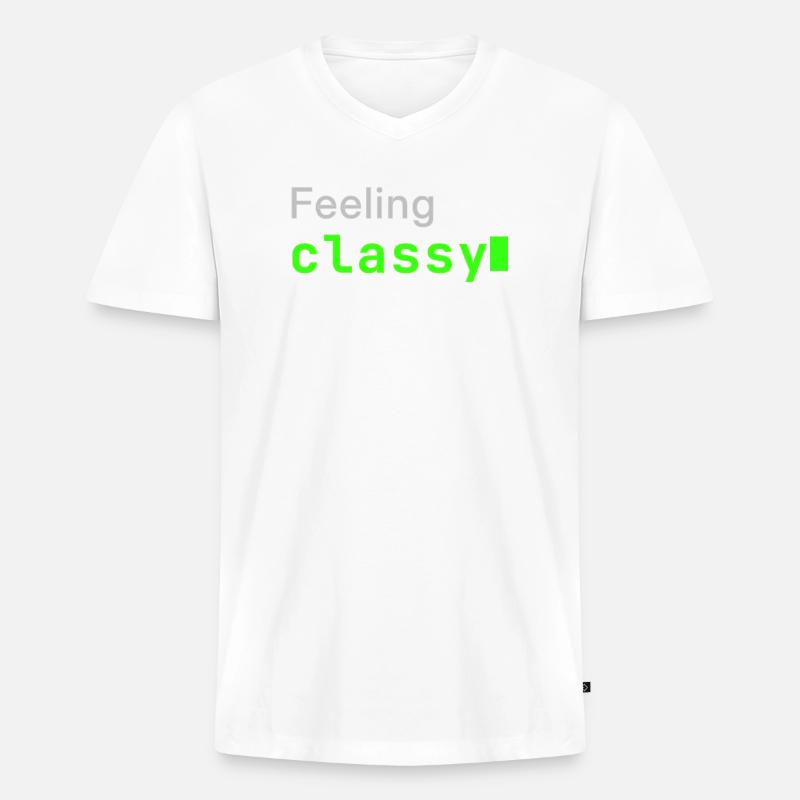 Feeling classy | Developer mood - Männer Premium Bio T-Shirt mit V-Ausschnitt - Weiß