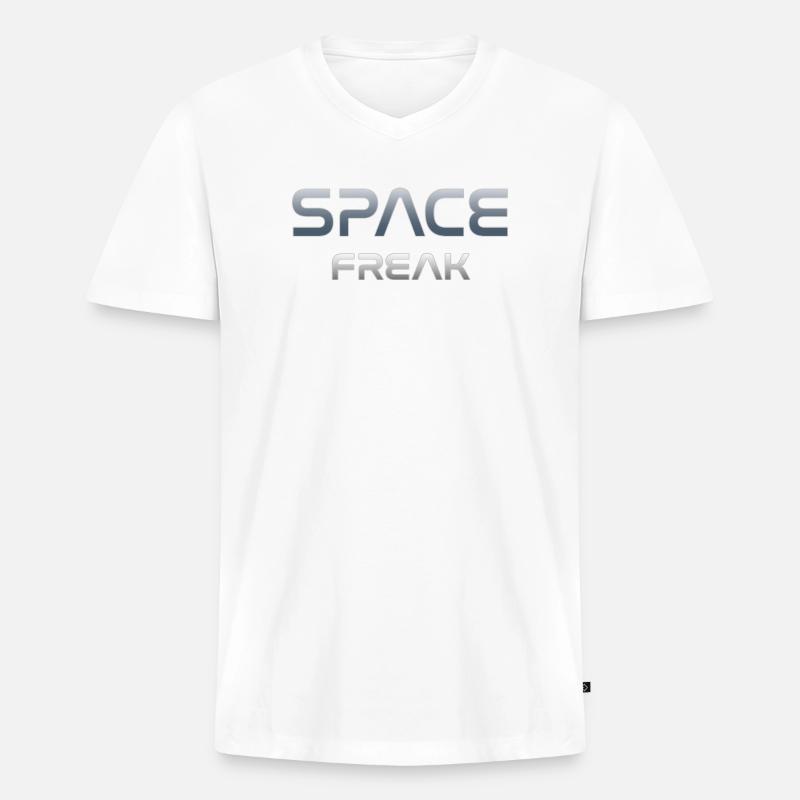 Space Freak Celestial Gradient Tee - Männer Premium Bio T-Shirt mit V-Ausschnitt - Weiß