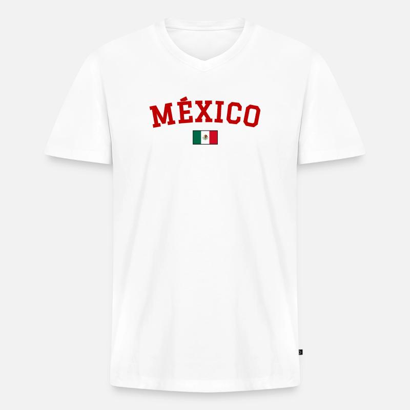 Mexiko Flagge Design Rot - Männer Premium Bio T-Shirt mit V-Ausschnitt - Weiß