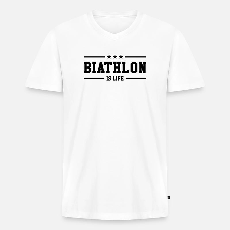 Biathlon is life - Männer Premium Bio T-Shirt mit V-Ausschnitt - Weiß