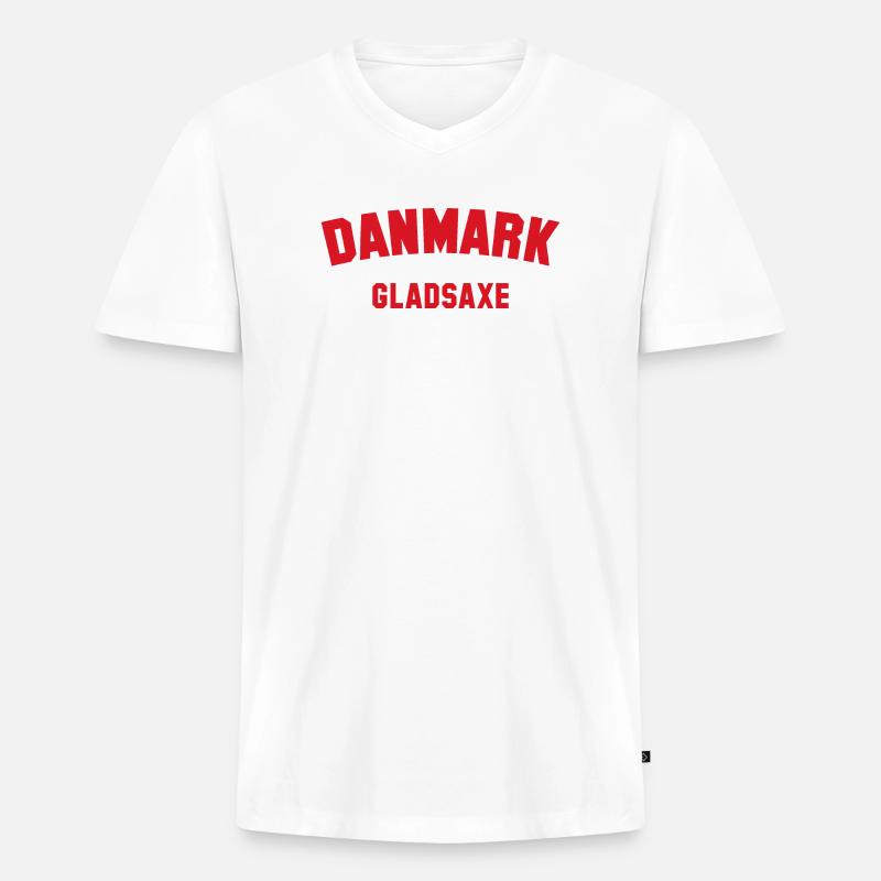 GLADSAXE Danmark Dänemark - Männer Premium Bio T-Shirt mit V-Ausschnitt - Weiß