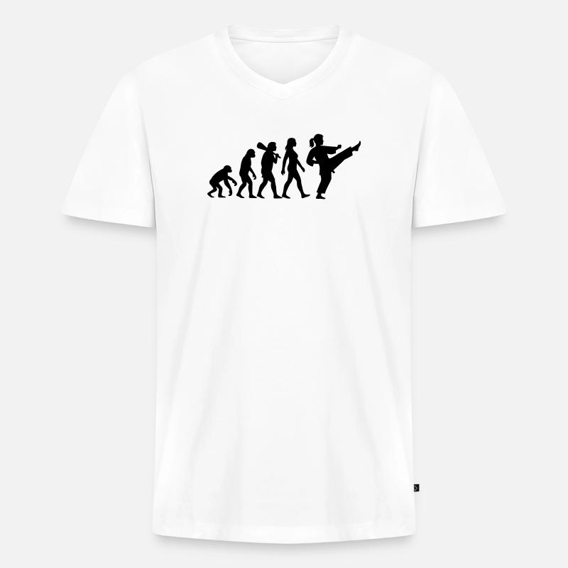 Karate Evolution - Männer Premium Bio T-Shirt mit V-Ausschnitt - Weiß