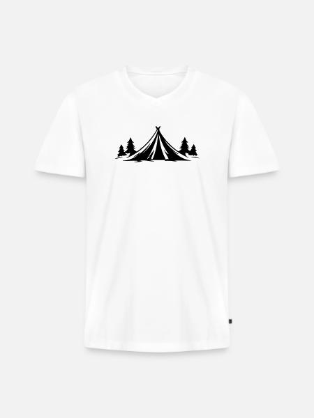 Camping Tent Nature Icon - Men's Premium Organic T-shirt with V-neck - white