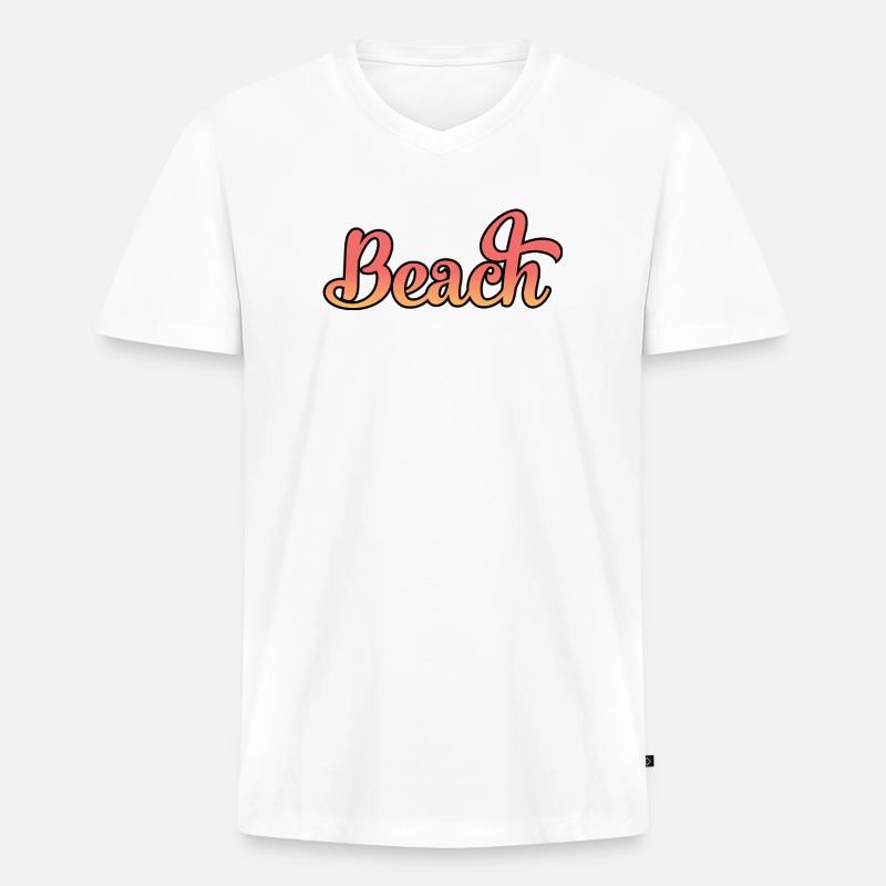 Beach - Männer Premium Bio T-Shirt mit V-Ausschnitt - Weiß