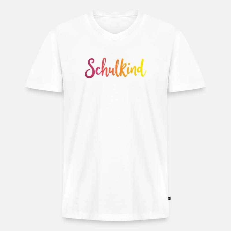 Schulkind Farbverlauf Rot-Gelb - Gradient Script - Männer Premium Bio T-Shirt mit V-Ausschnitt - Weiß