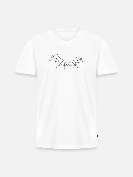 Cat family cats - Men's Premium Organic T-shirt with V-neck - white